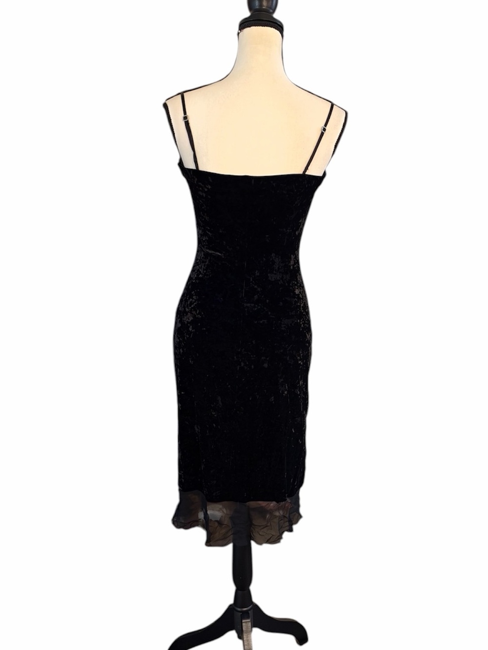 Vintage Betsey Johnson New York Velvet Sheer Mesh Floral Embroidery Slip Dress - Picture 8 of 10